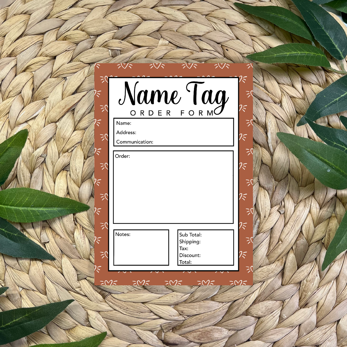 Name Tag Order Form Pad (50 pgs- 5x7 inches)