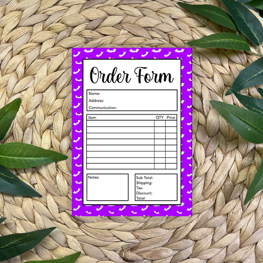 Halloween Order Form Pad (50 pgs- 5x7 inches)