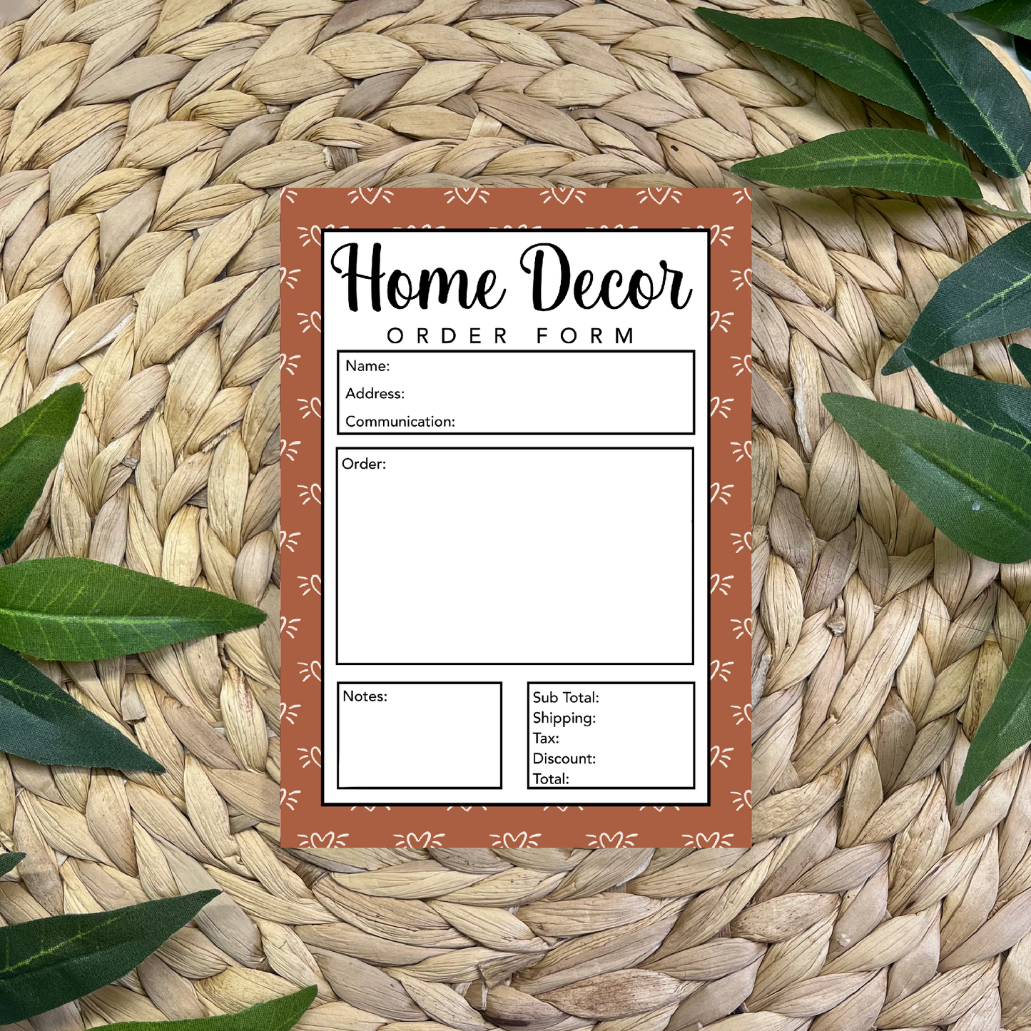 Home Decor Order Form Pad (50 pgs- 5x7 inches)