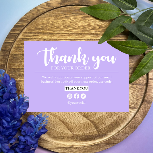 Personalizable Purple Thank You Cards