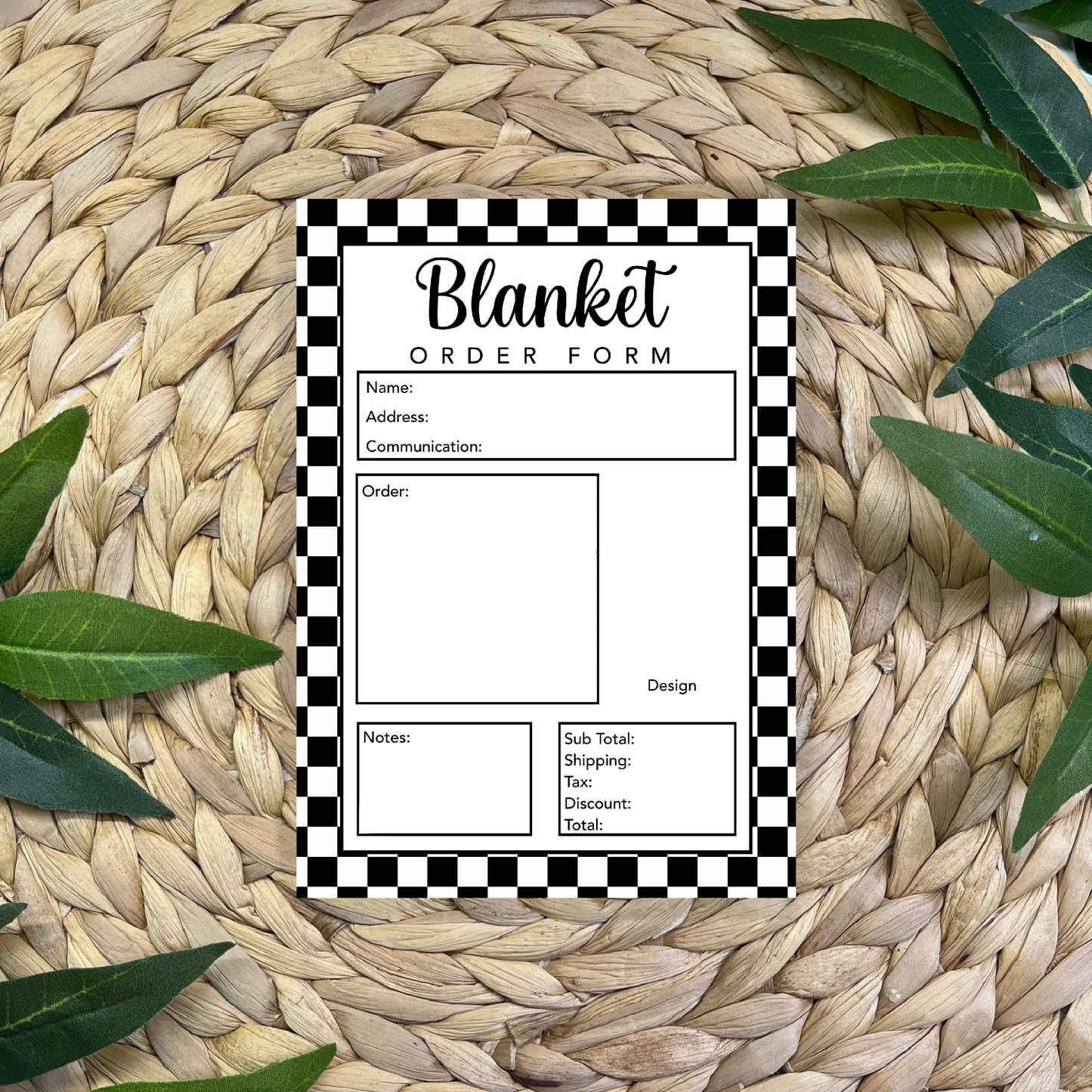 Blanket Order Form Pad (50 pgs- 5x7 inches)