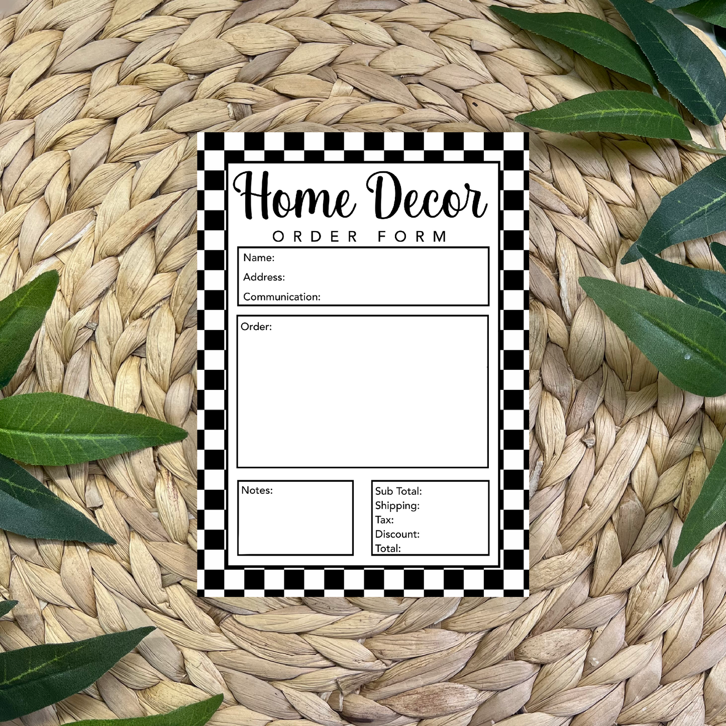 Home Decor Order Form Pad (50 pgs- 5x7 inches)