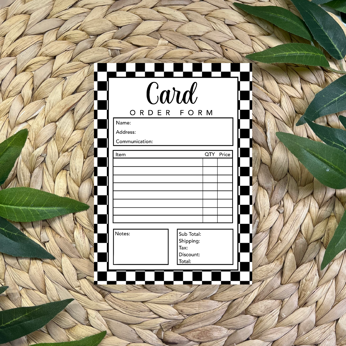 Card Order Form Pad (50 pgs- 5x7 inches)