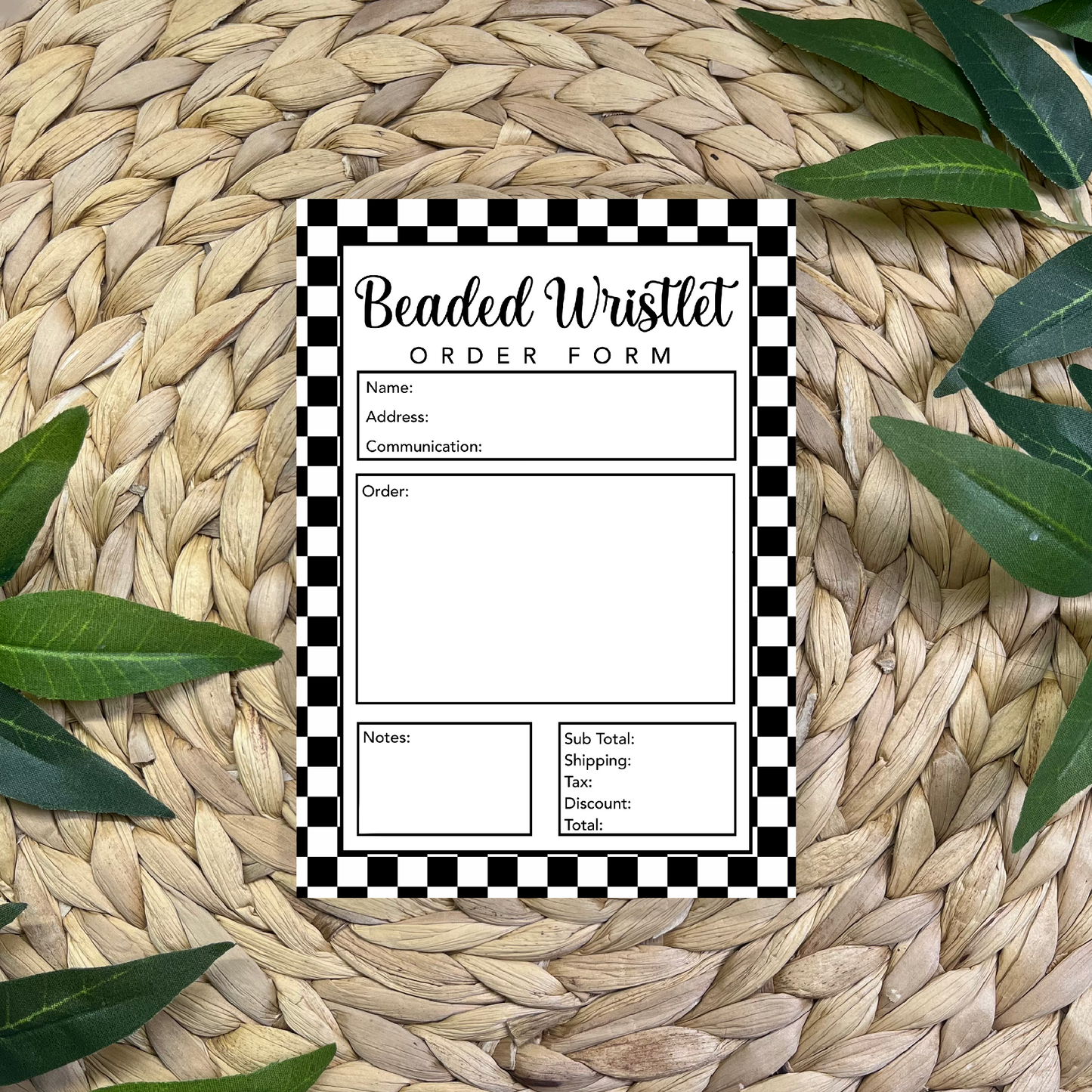 Beaded Wristlet Order Form Pad (50 pgs- 5x7 inches)