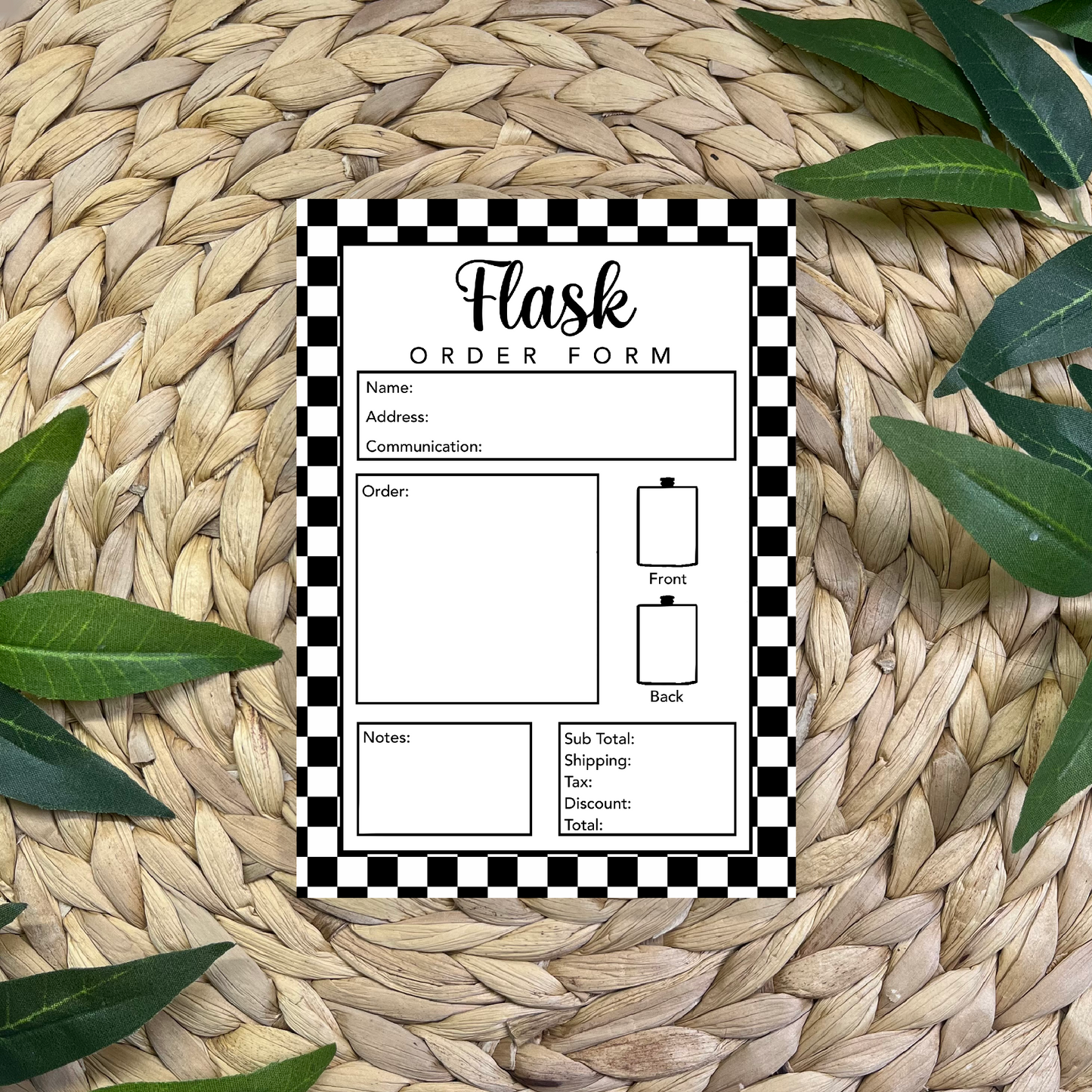 Flask Order Form Pad (50 pgs- 5x7 inches)