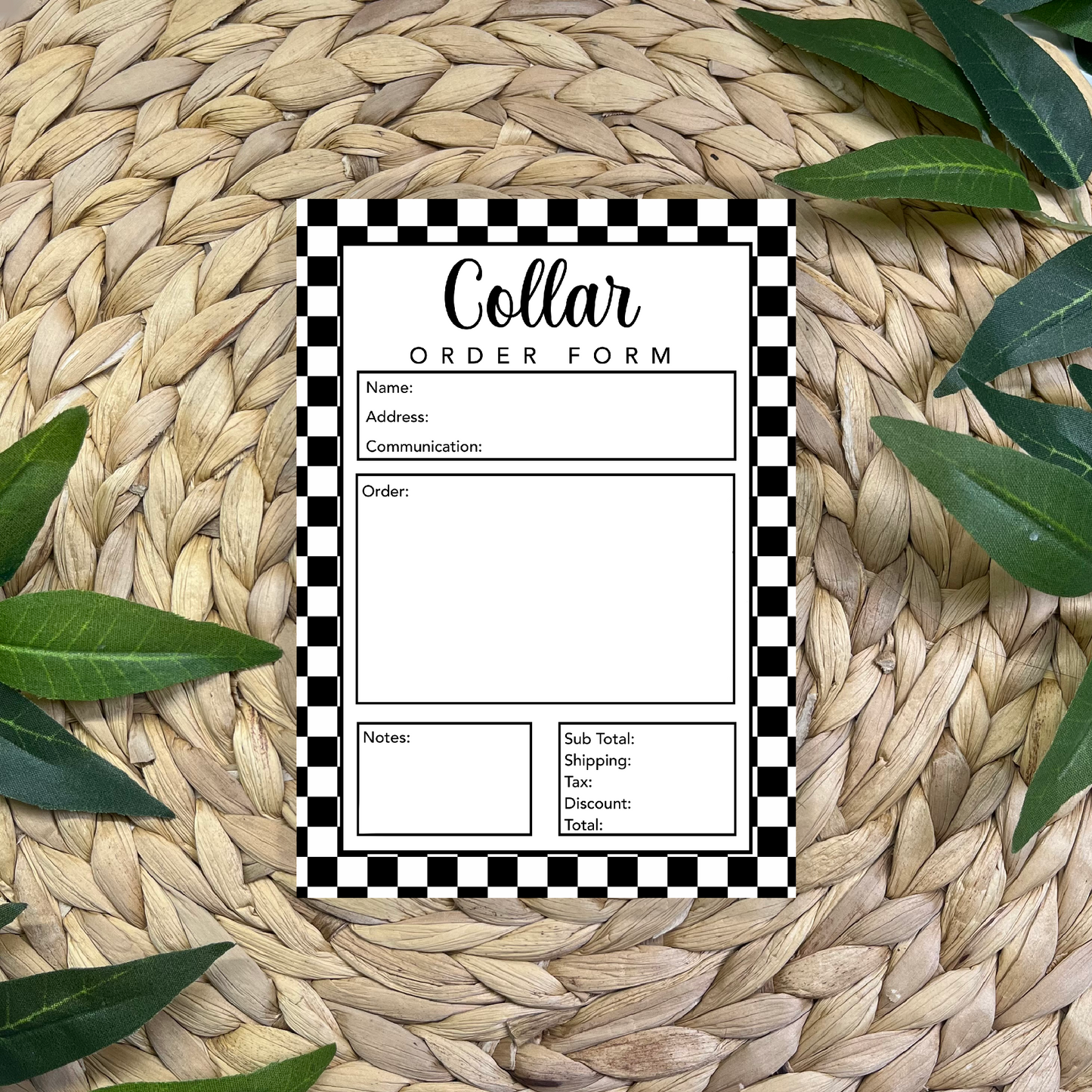 Collar Order Form Pad (50 pgs- 5x7 inches)