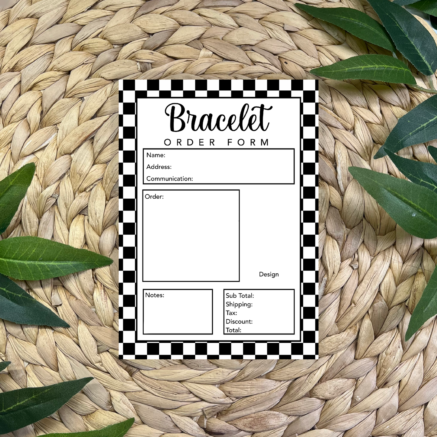 Bracelet Order Form Pad (50 pgs- 5x7 inches)