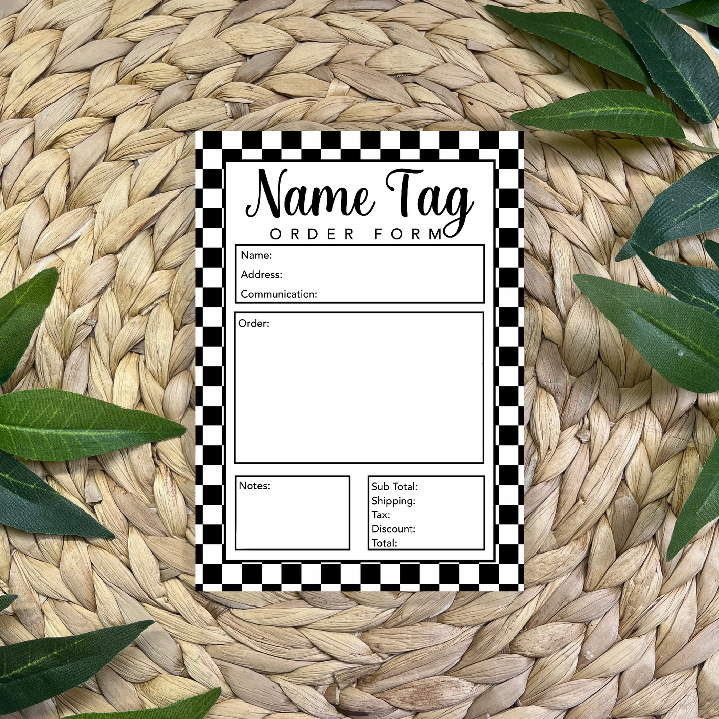 Name Tag Order Form Pad (50 pgs- 5x7 inches)