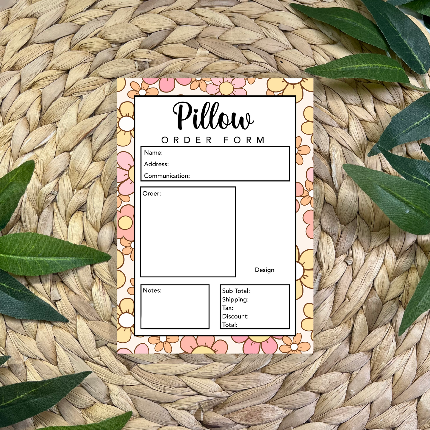 Pillow Order Form Pad (50 pgs- 5x7 inches)