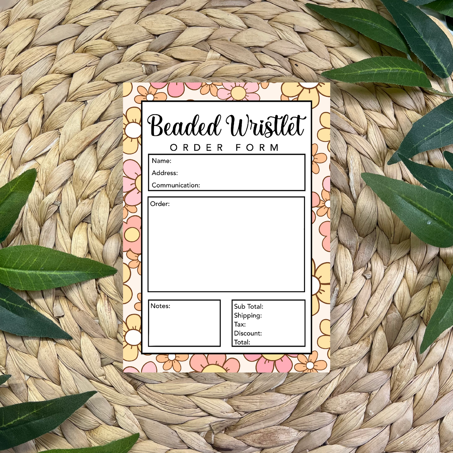 Beaded Wristlet Order Form Pad (50 pgs- 5x7 inches)