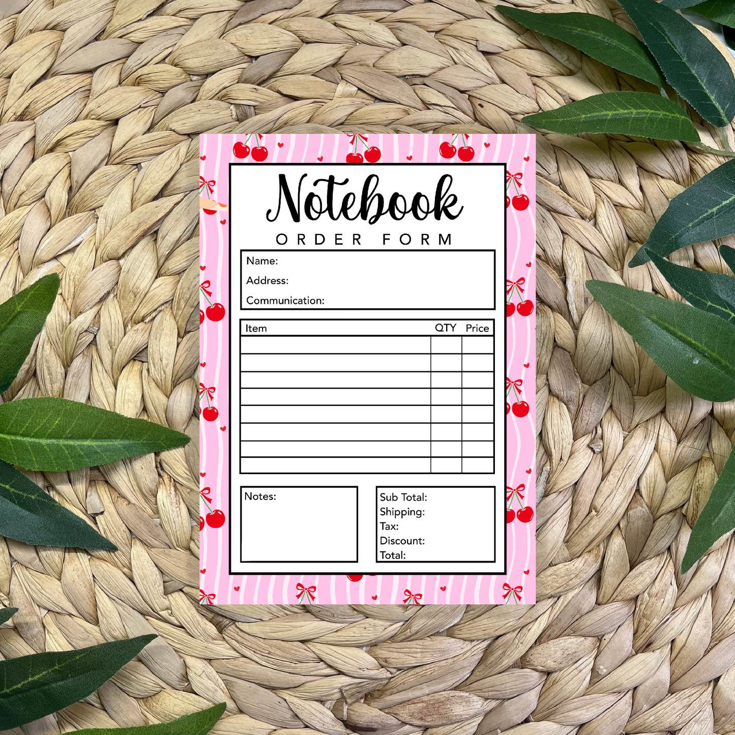 Notebook Order Form Pad (50 pgs- 5x7 inches)