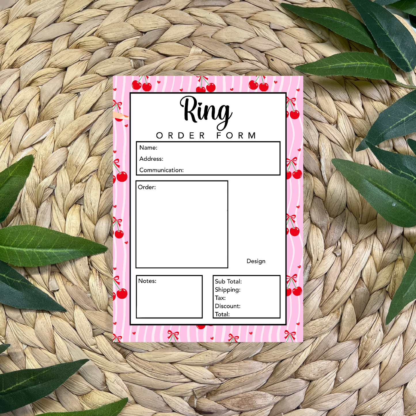Ring Order Form Pad (50 pgs- 5x7 inches)