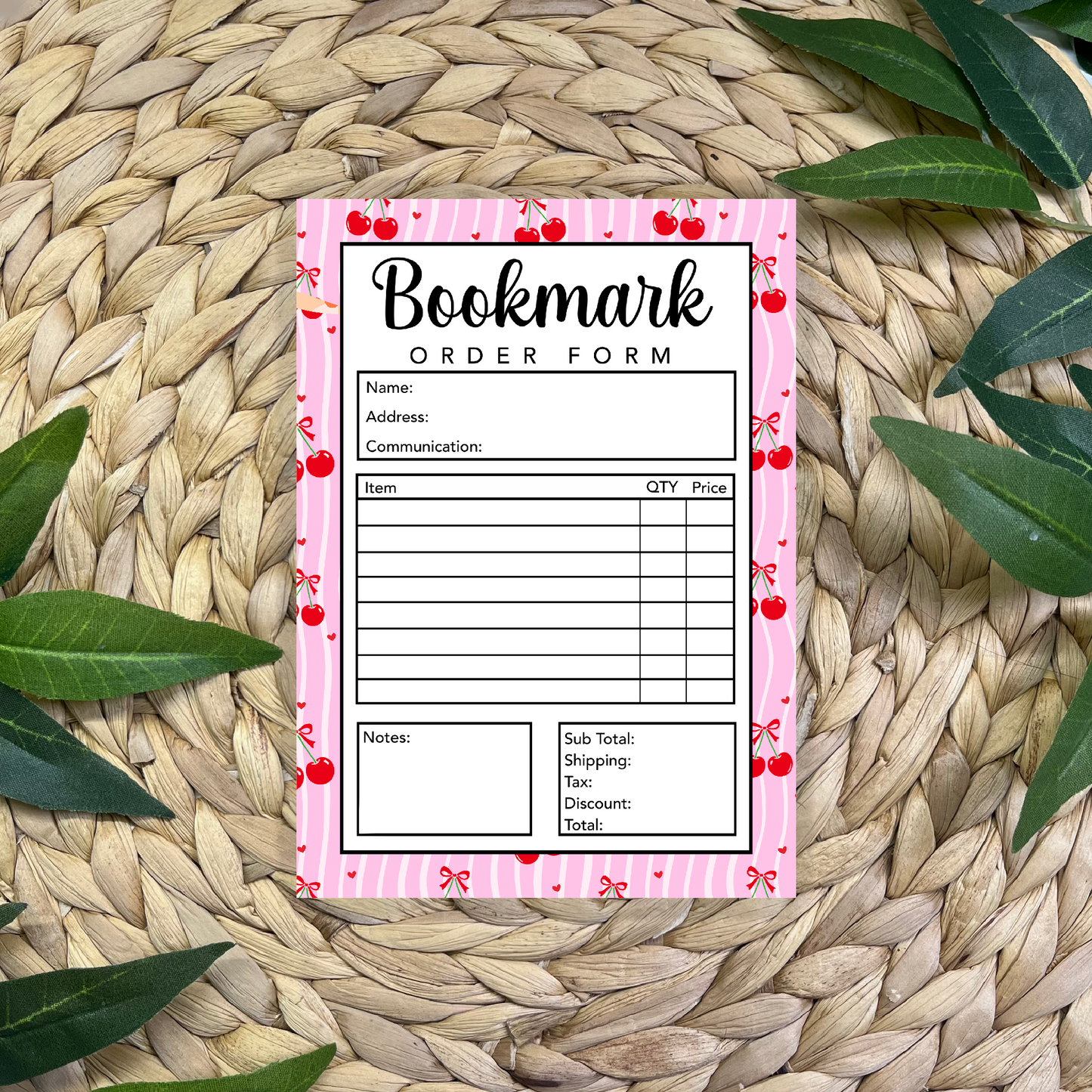 Bookmark Order Form Pad (50 pgs- 5x7 inches)