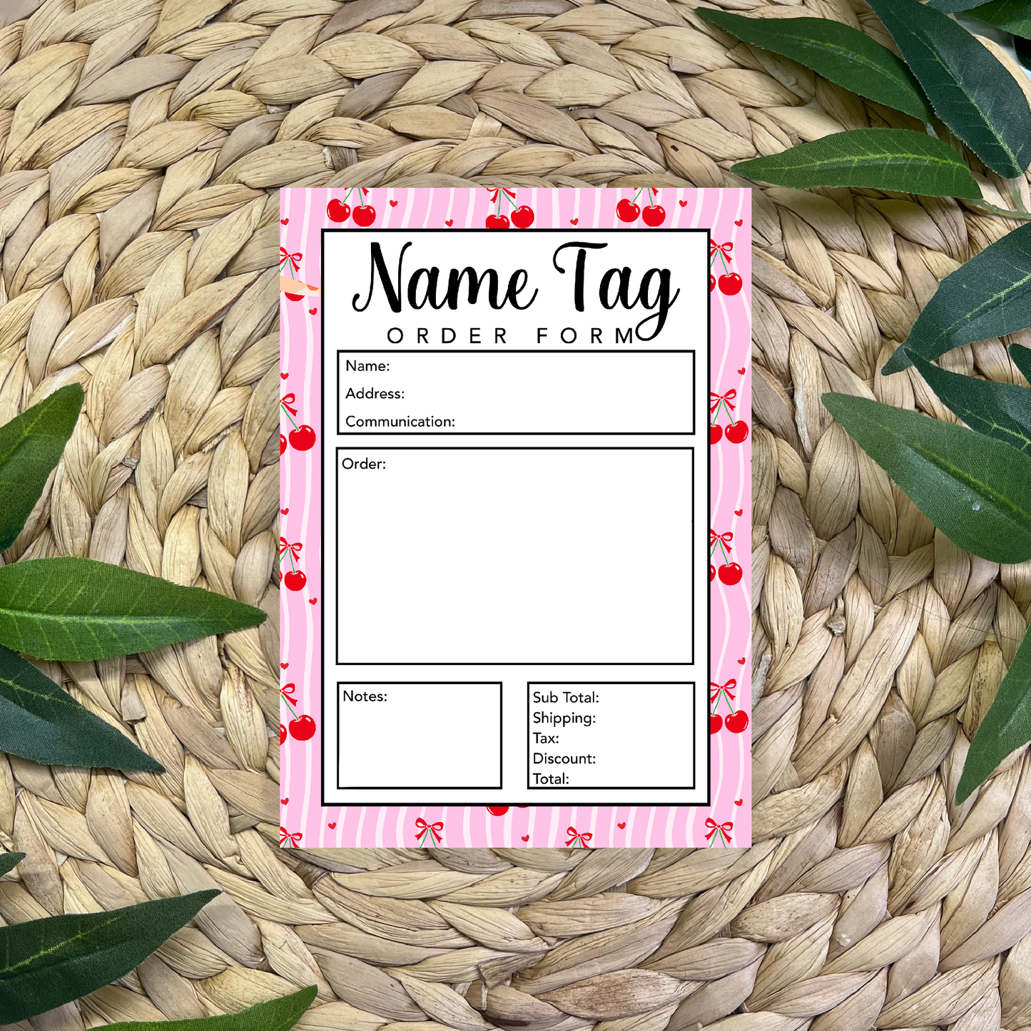 Name Tag Order Form Pad (50 pgs- 5x7 inches)