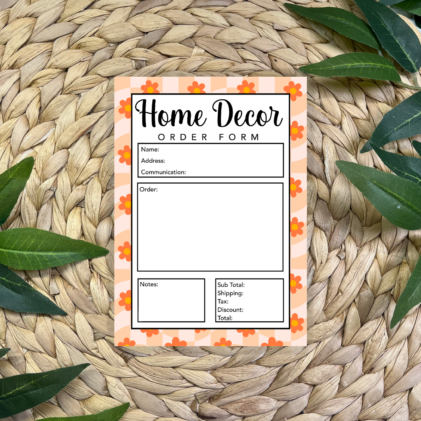 Home Decor Order Form Pad (50 pgs- 5x7 inches)