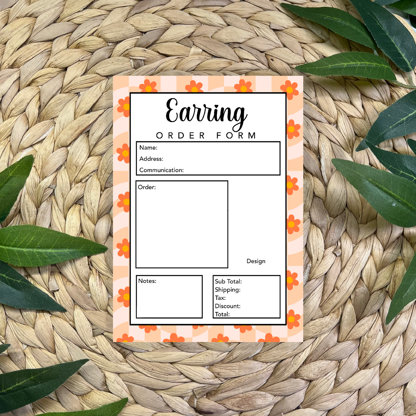 Earring Order Form Pad (50 pgs- 5x7 inches)