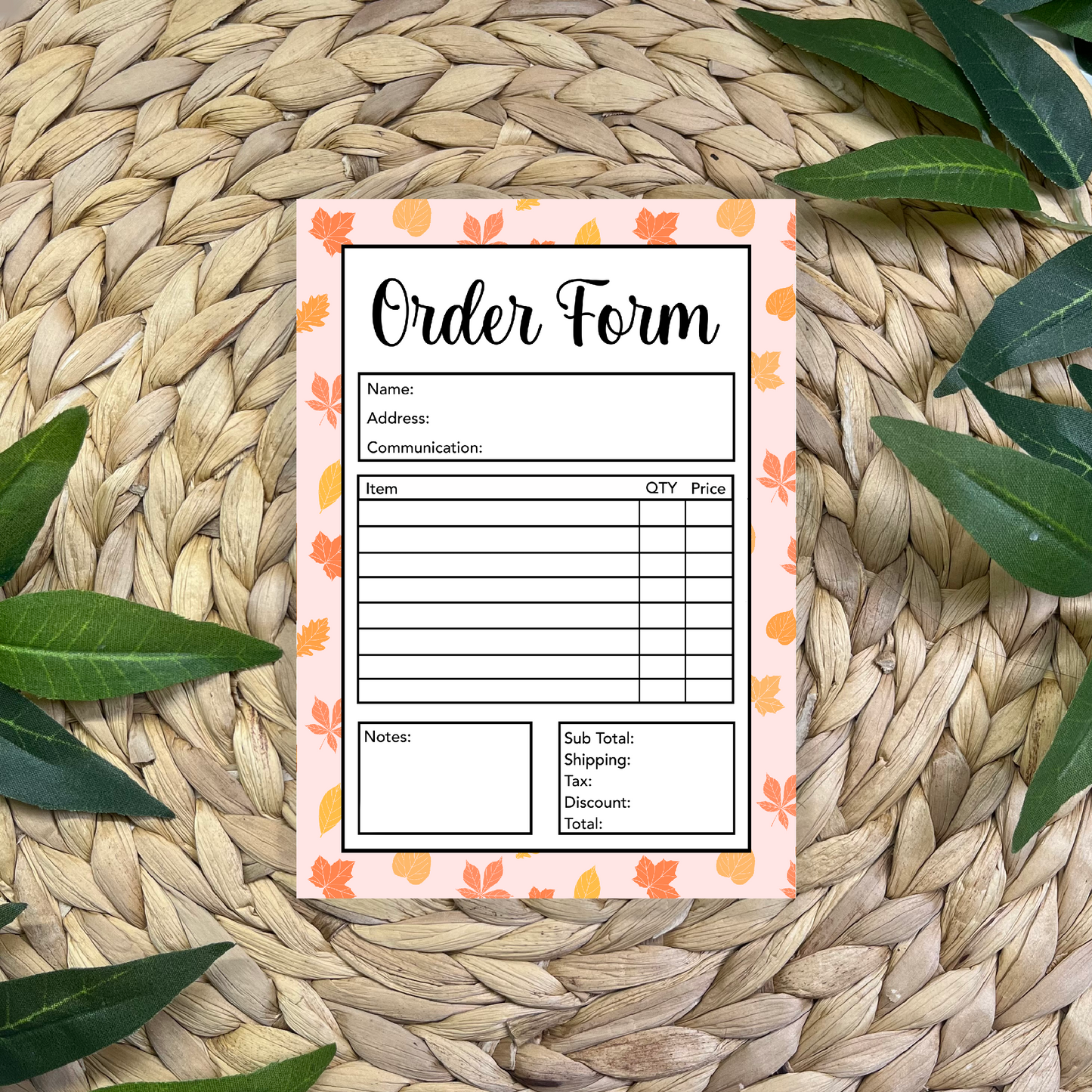 Fall Order Form Pad (50 pgs- 5x7 inches)