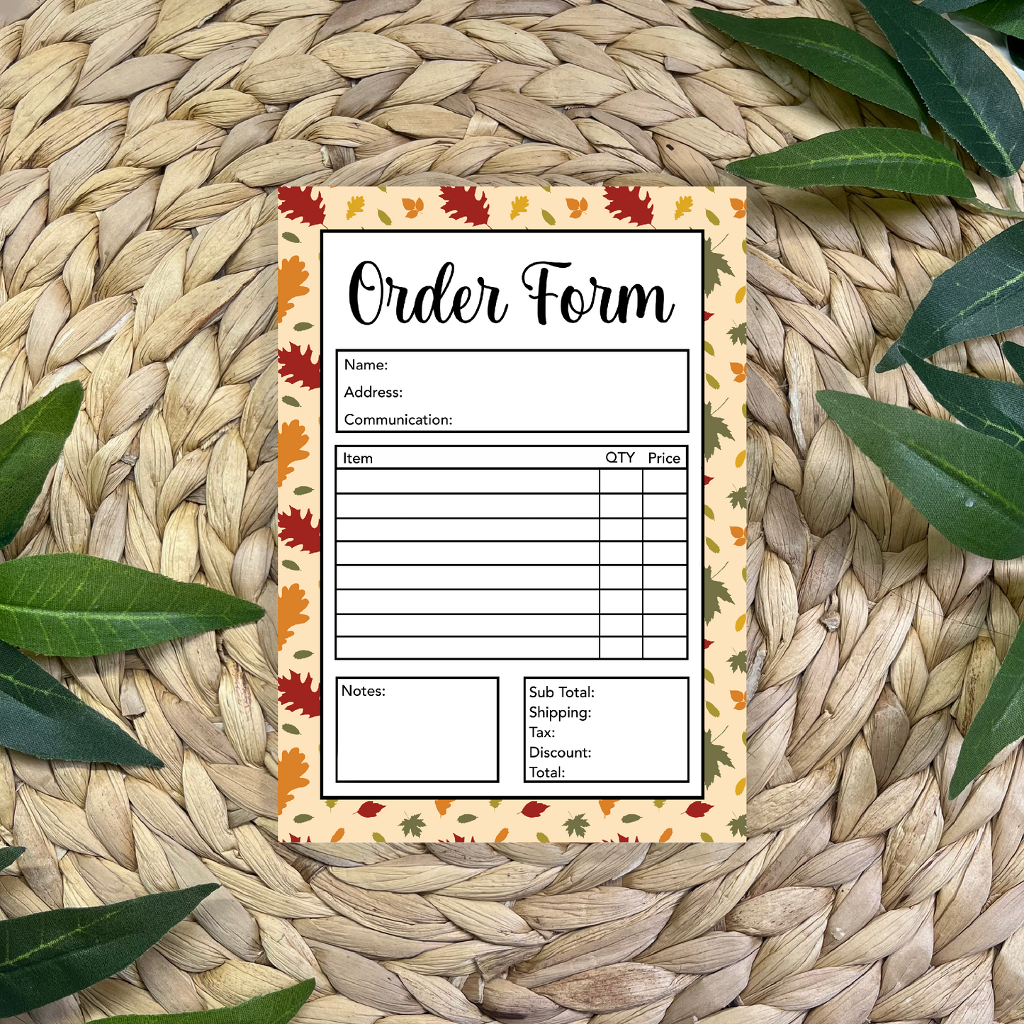 Fall Order Form Pad (50 pgs- 5x7 inches)