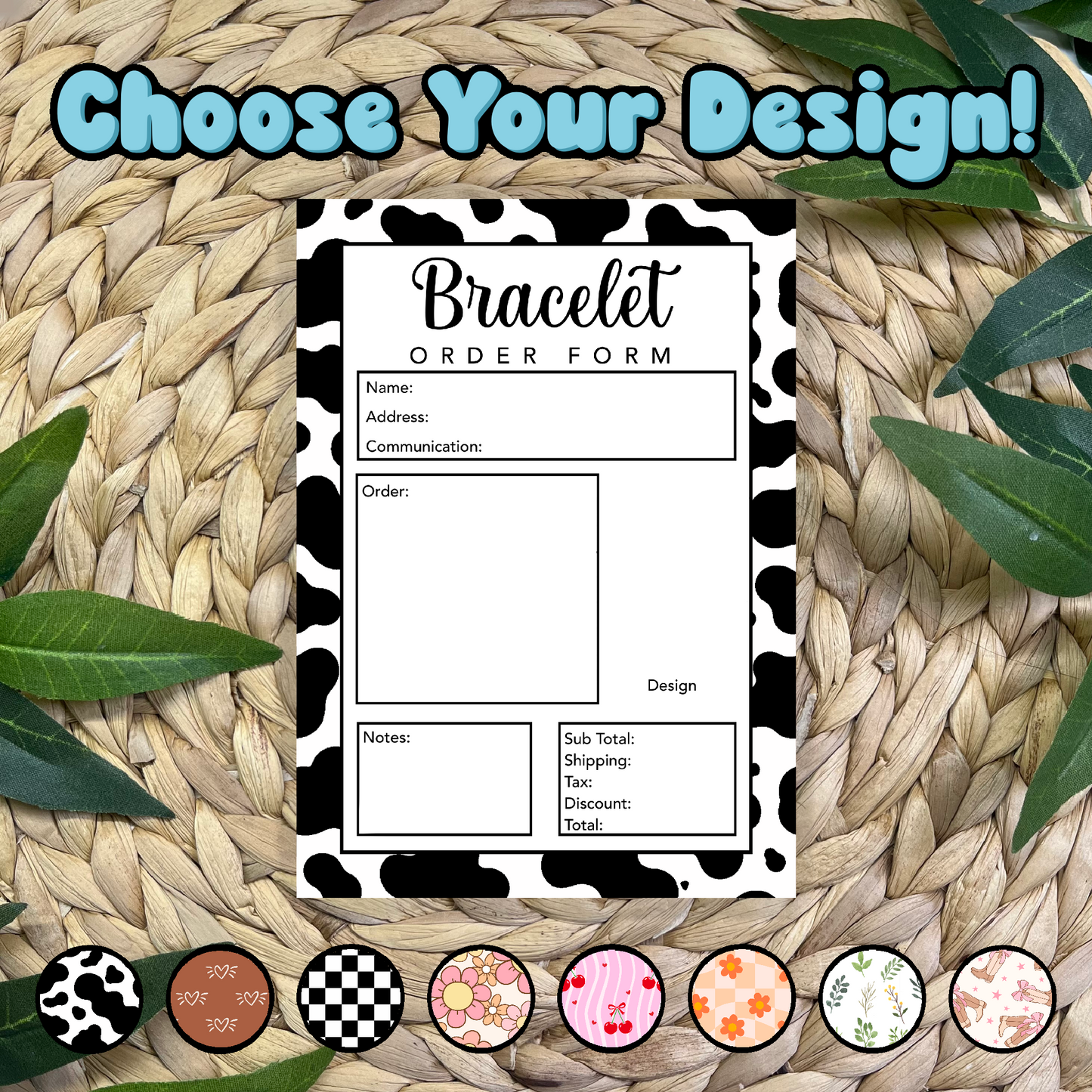 Bracelet Order Form Pad (50 pgs- 5x7 inches)