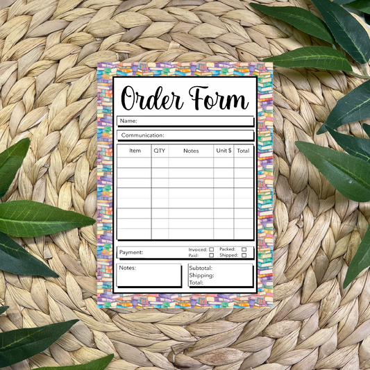 Book Lovers Order Form Pad