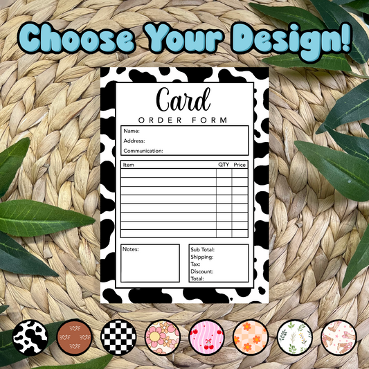 Card Order Form Pad (50 pgs- 5x7 inches)