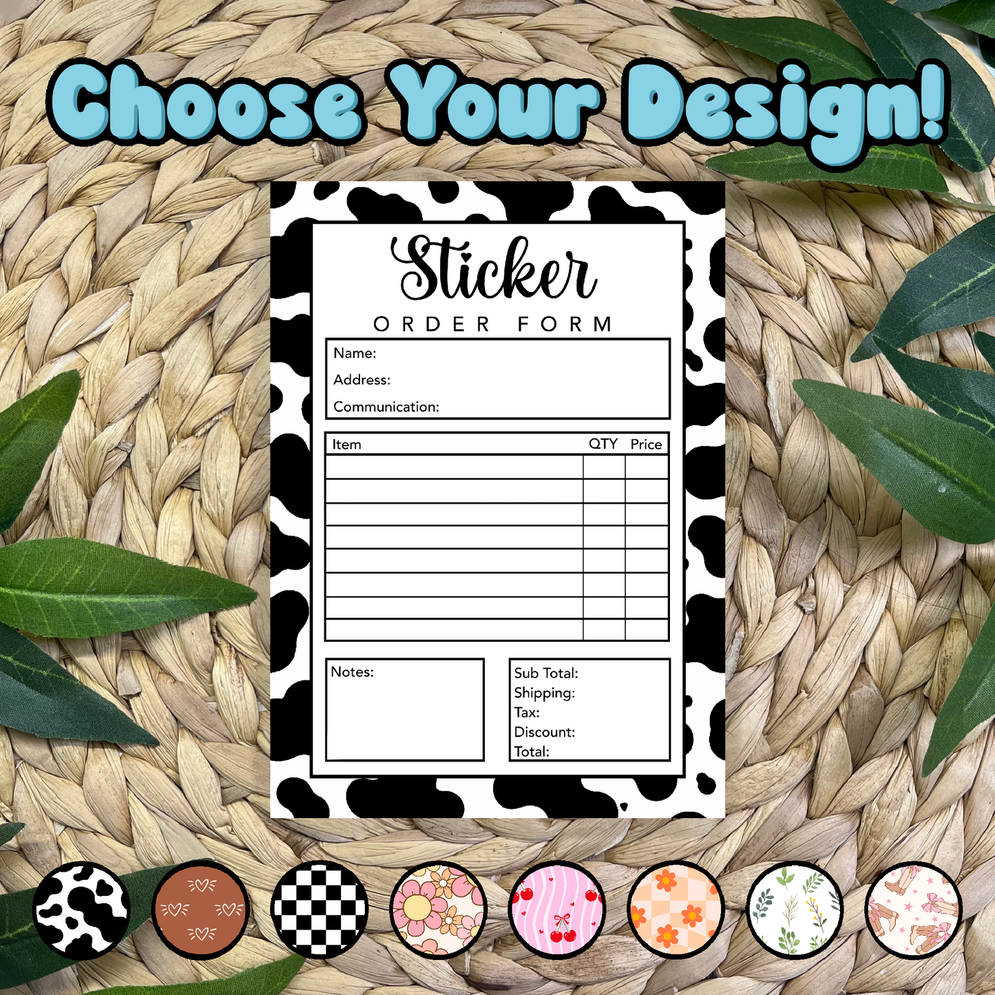 Sticker Order Form Pad (50 pgs- 5x7 inches)