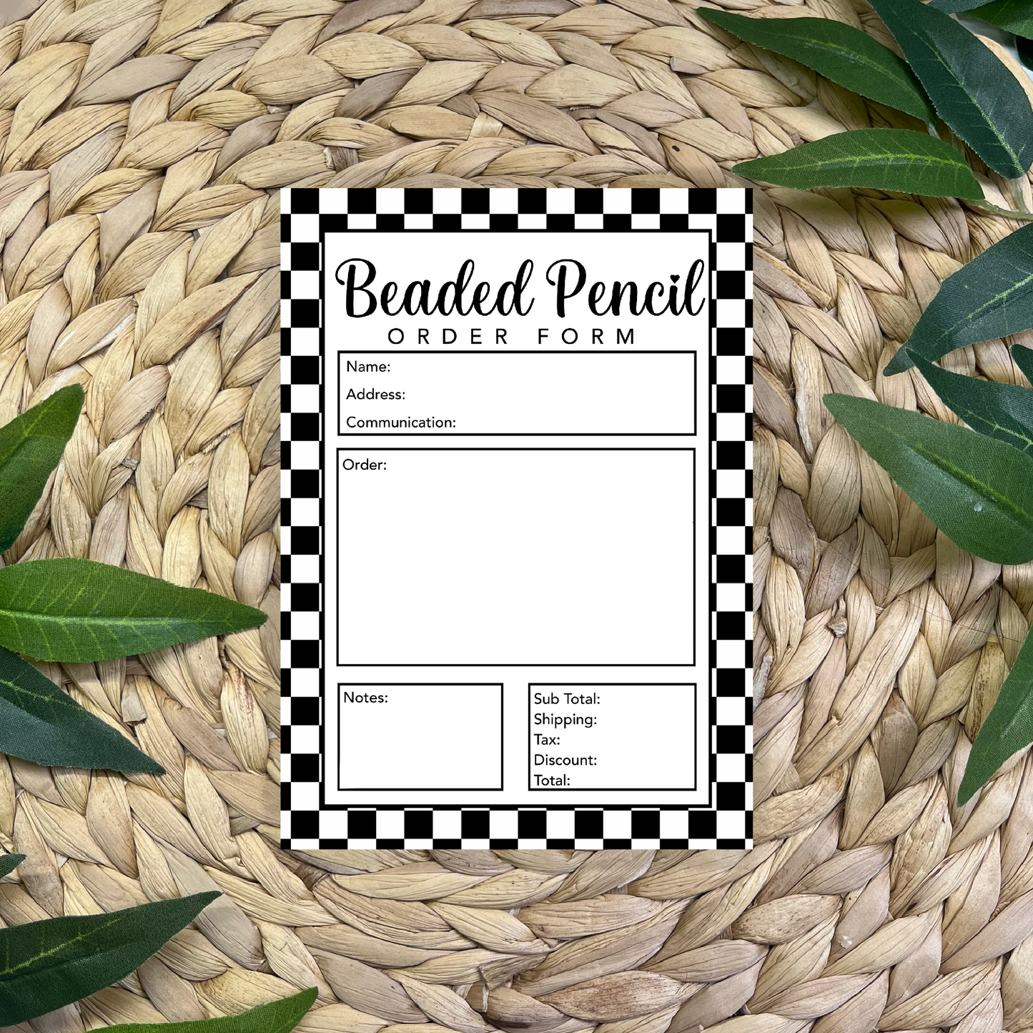 Beaded Pencil Order Form Pad (50 pgs- 5x7 inches)