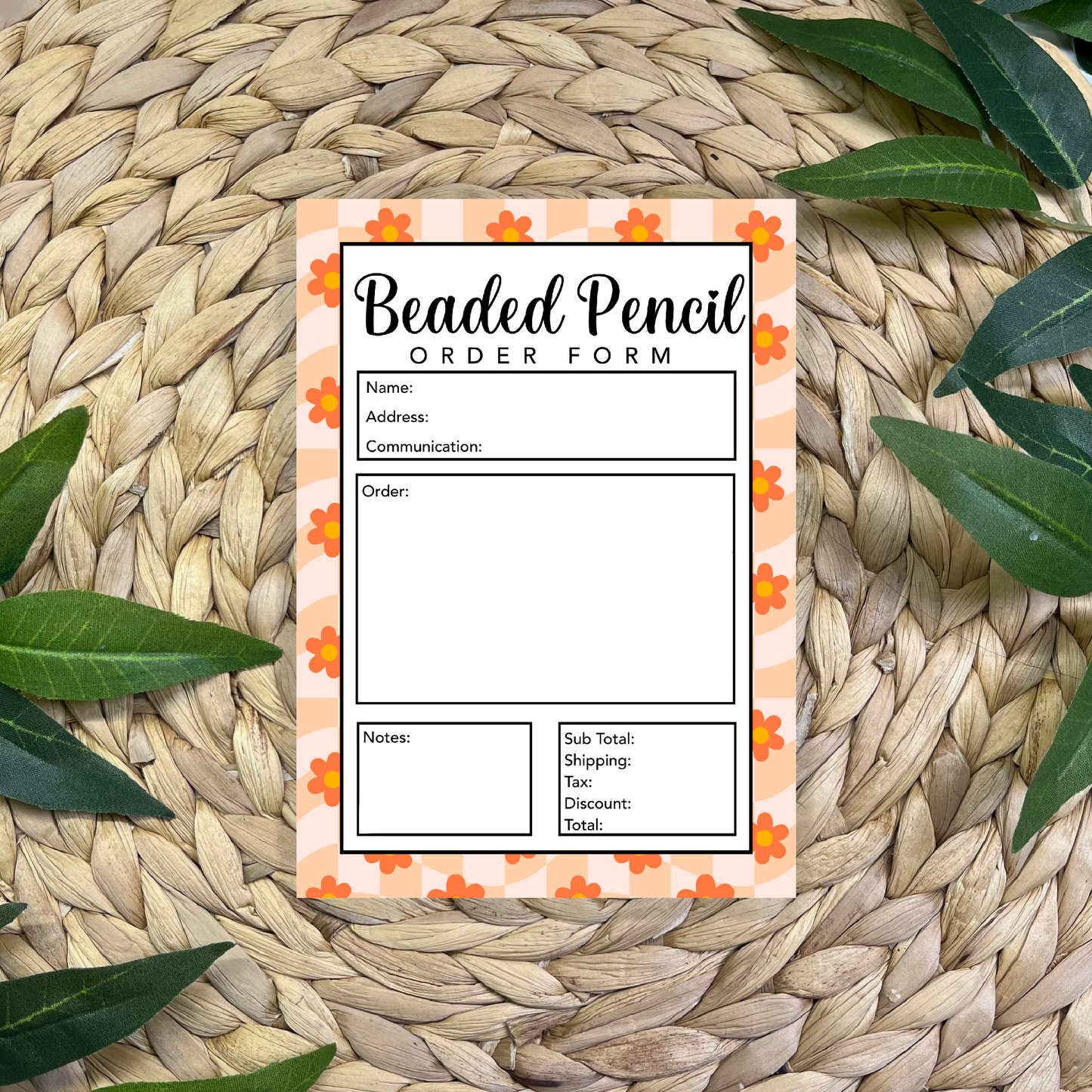 Beaded Pencil Order Form Pad (50 pgs- 5x7 inches)