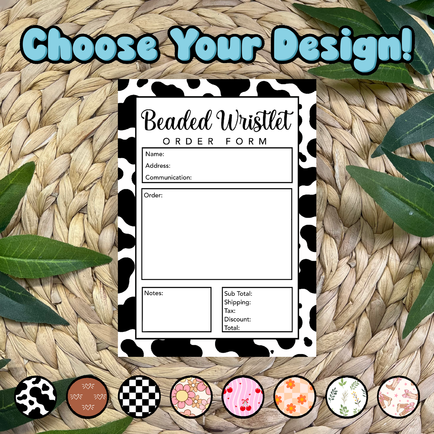 Beaded Wristlet Order Form Pad (50 pgs- 5x7 inches)