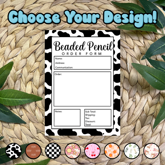 Beaded Pencil Order Form Pad (50 pgs- 5x7 inches)