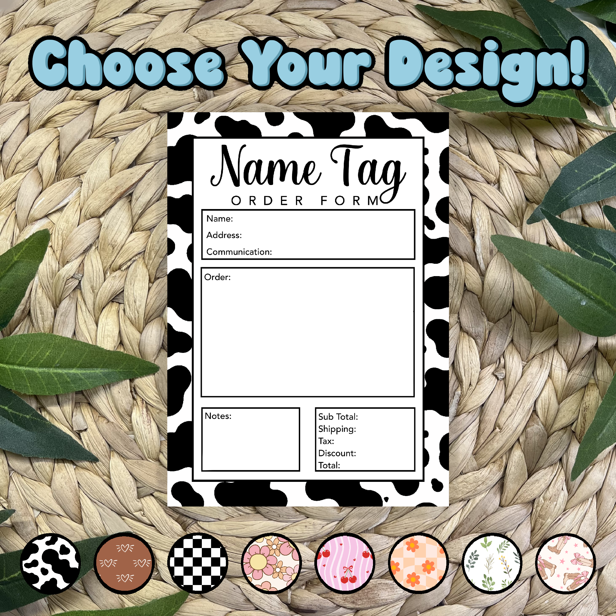 Name Tag Order Form Pad (50 pgs- 5x7 inches) – Dreamland Stationery