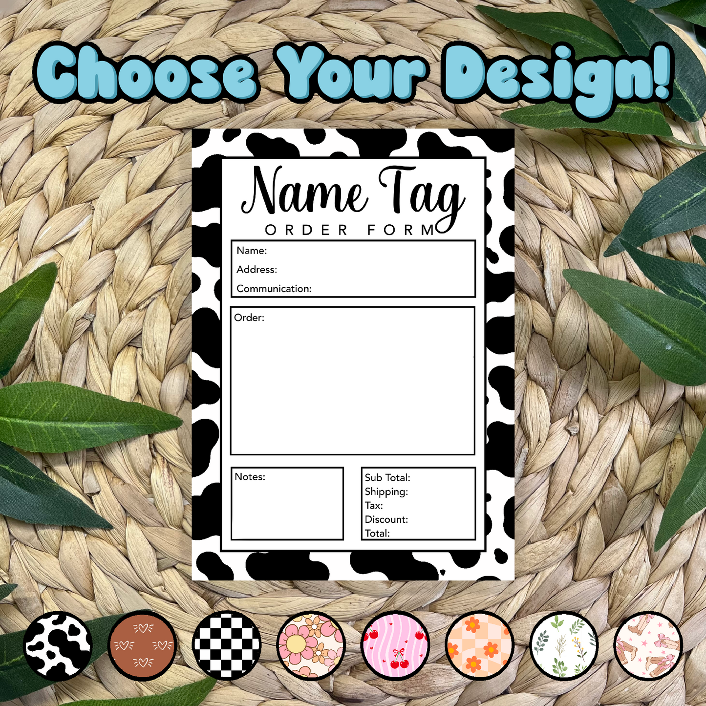 Name Tag Order Form Pad (50 pgs- 5x7 inches)