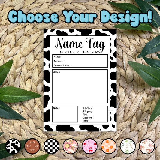 Name Tag Order Form Pad (50 pgs- 5x7 inches)