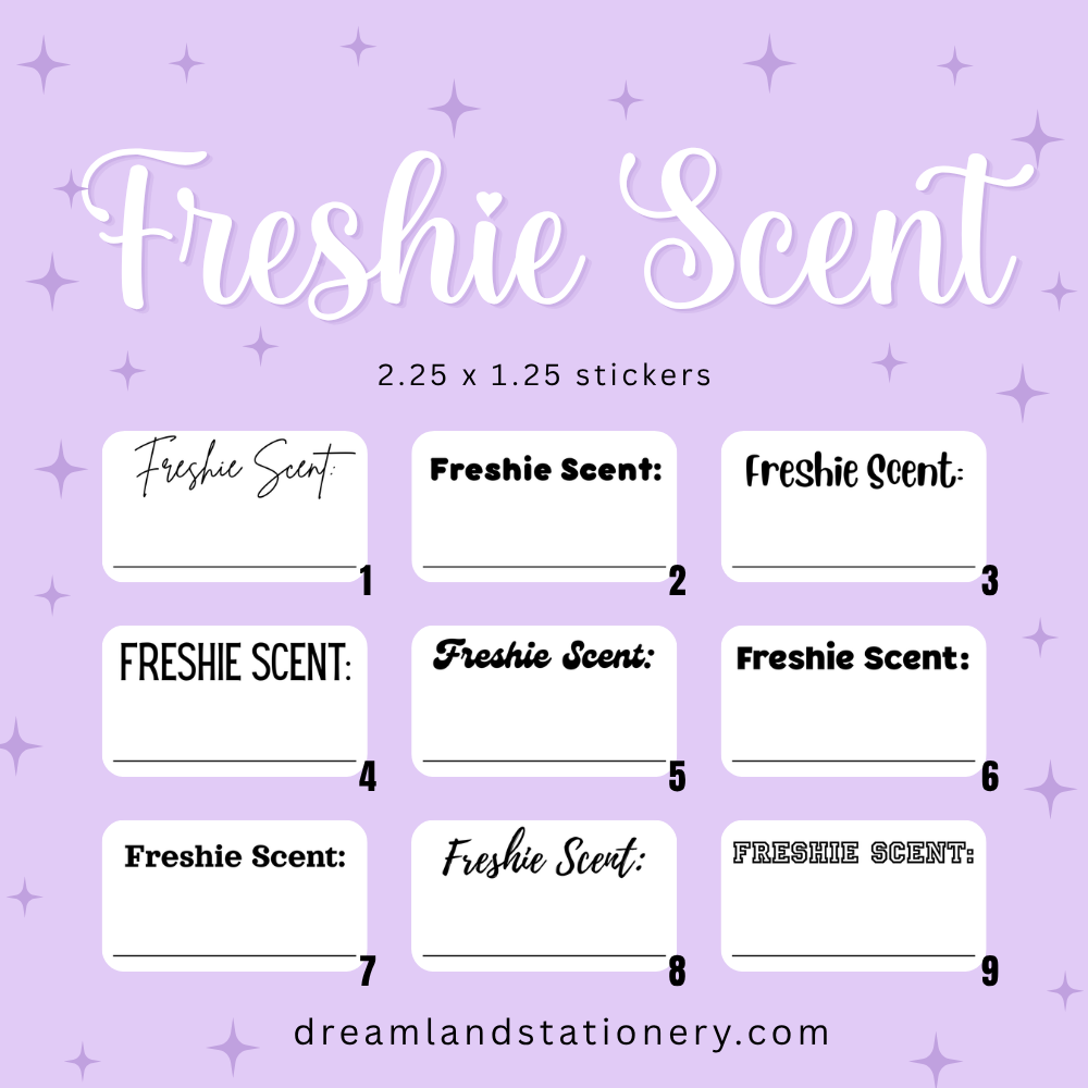 Freshie Scent Packaging Stickers (100 count-1.25x2.25 Stickers)