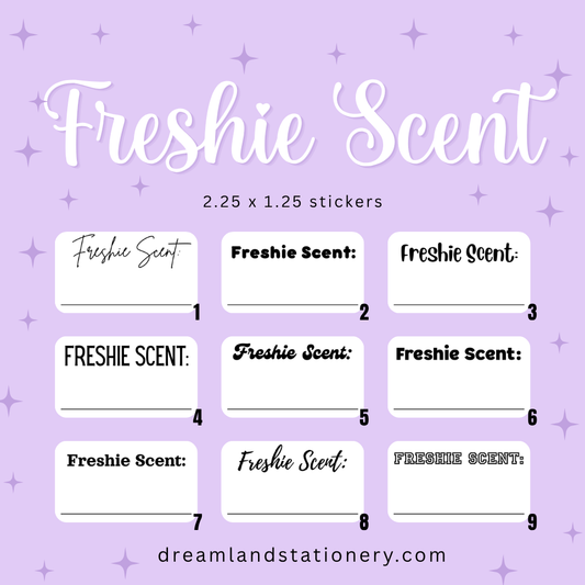 Freshie Scent Packaging Stickers (100 count-1.25x2.25 Stickers)