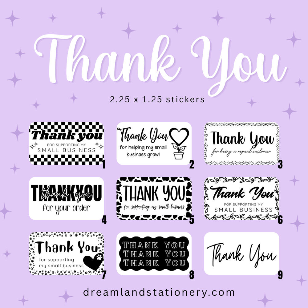 Thank You Packaging Stickers (100 count-1.25x2.25 Stickers)